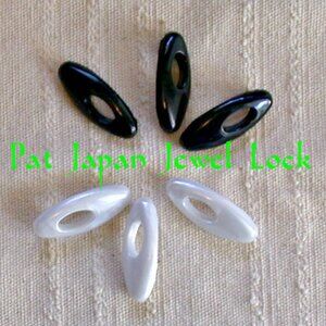 TEN (10)Black & White Plastic Pat Japan Jewel Lock Hijab Scarf Snag Free Pins